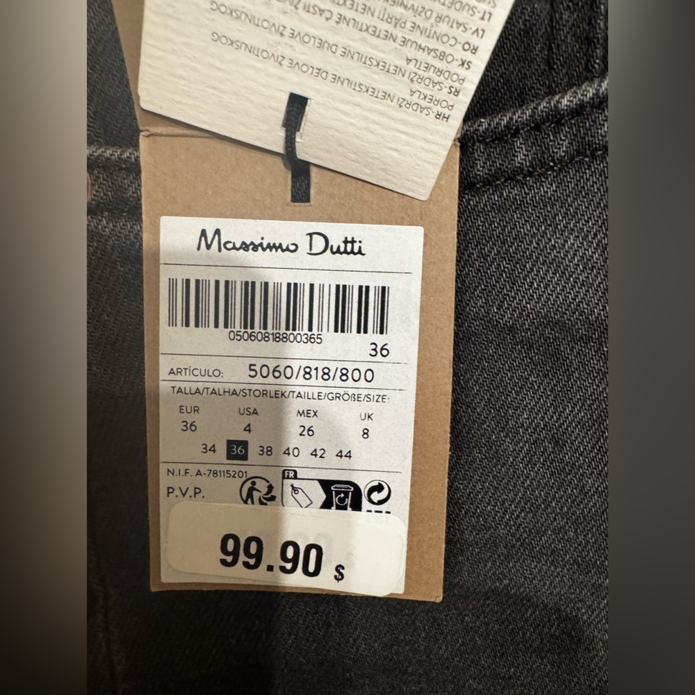 Massimo Dutti Slim Fit Comfort Denim Jeans | Charcoal Gray | Size 36 (US 26) - Picture 5 of 7